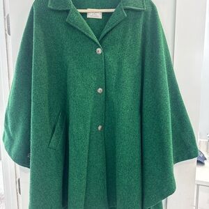 Hand Made in Maine Emerald Green Women's Wool Cape Coat